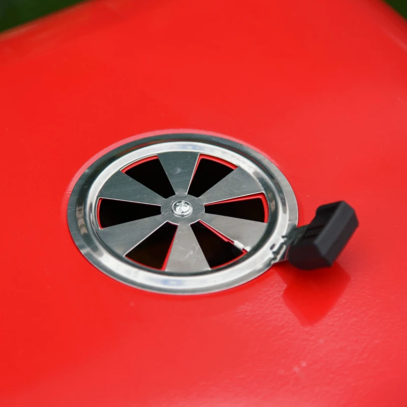 Outsunny Barbacoa de Carbón Picnic con Estantes de Madera Parrillas Asador BBQ Patio Acampada Multifuncional Parilla de Carbón Vegetal 98x49x81cm con Ruedas