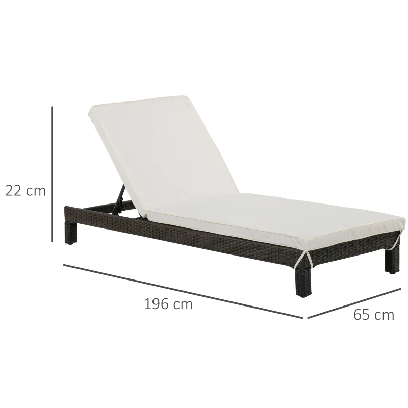 Outsunny Conjunto de 2 Tumbonas de Jardín Tumbonas de Ratán PE Reclinable en 5 Posiciones para Terraza Patio 196x65x22 cm Marrón