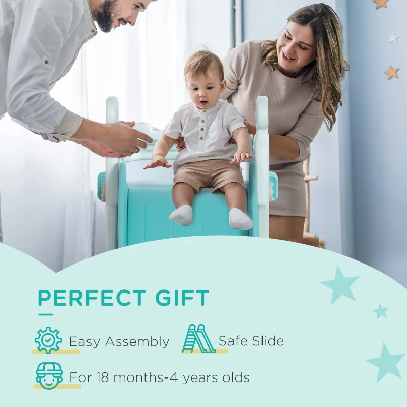 HOMCOM 4 in 1 Kids Slide Activity Centre - Light Blue