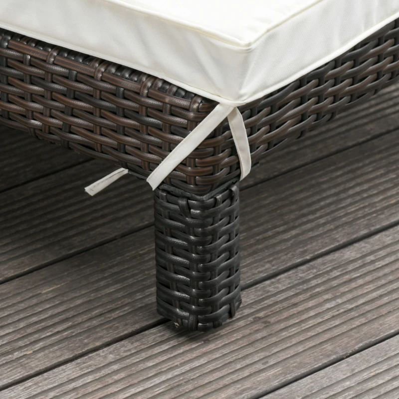 Outsunny Conjunto de 2 Tumbonas de Jardín Tumbonas de Ratán PE Reclinable en 5 Posiciones para Terraza Patio 196x65x22 cm Marrón