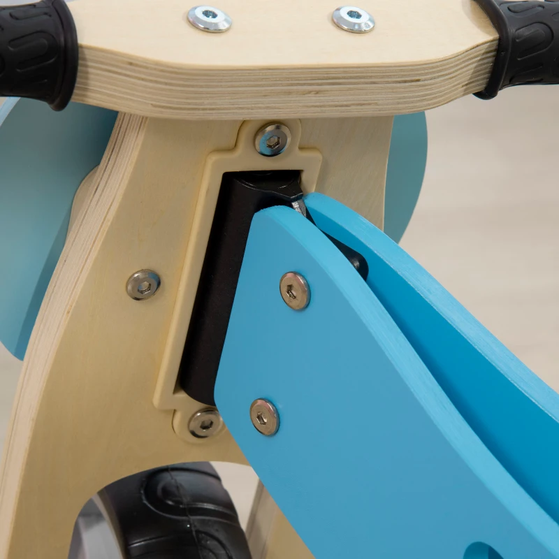 AIYAPLAY Bicicleta sem Pedais de Madeira 2 em 1 Triciclo Infantil com Assento Ajustável de 22-26cm 60x38x38cm Azul