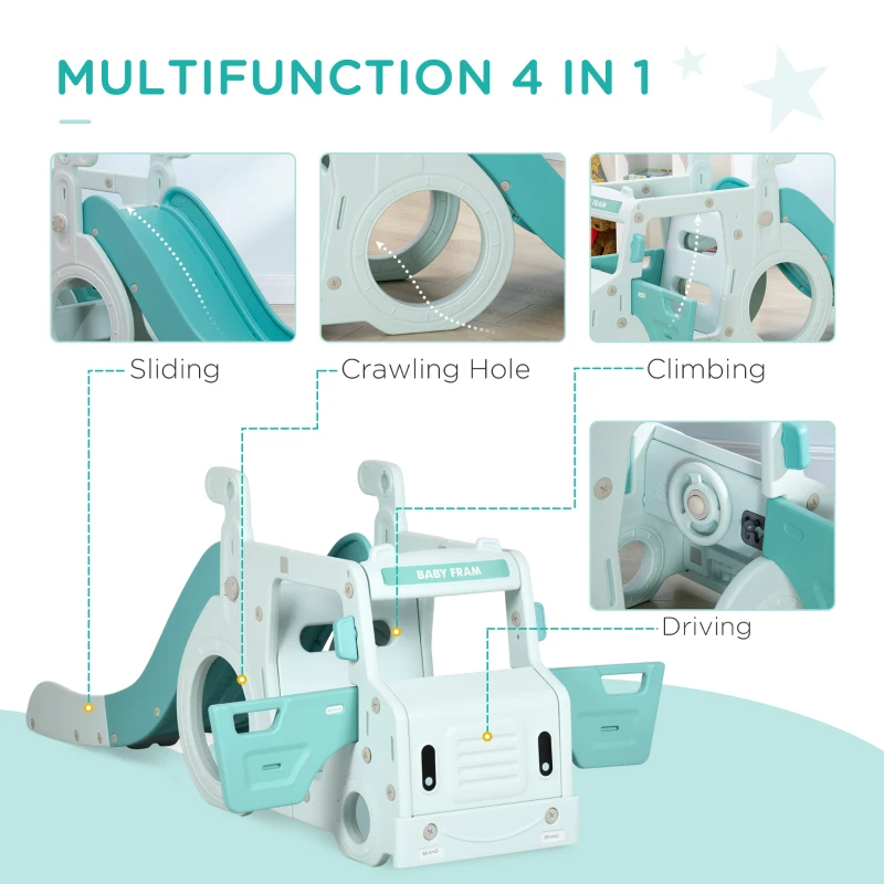 HOMCOM 4 in 1 Kids Slide Activity Centre - Light Blue