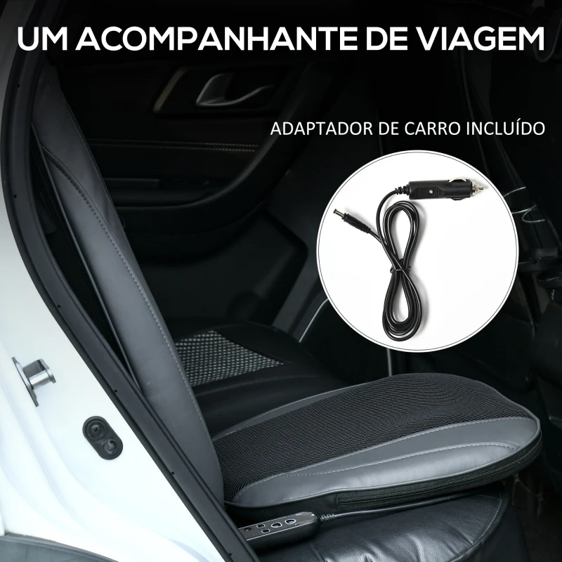HOMCOM Massageador de Assento com Aquecimento Tapete de Massagem Shiatsu com Controlo Remoto 8 Motores de Vibração 45x39x78cm Preto