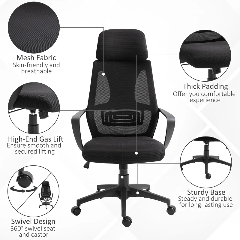 Vinsetto Ergonomic Mesh Office Chair Black