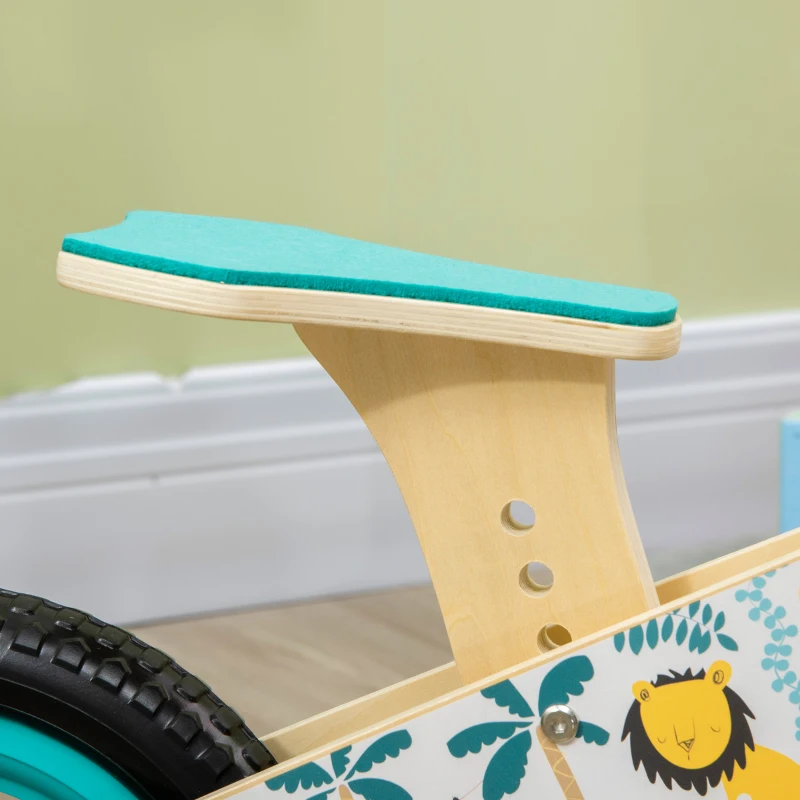 AIYAPLAY Bicicleta sem Pedais de Madeira com Assento Ajustável 34-40cm Bicicleta de Equilíbrio Infantil  87x37x50cm Turquesa