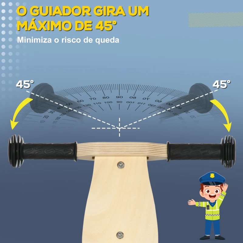 AIYAPLAY Bicicleta sem Pedais de Madeira para Crianças acima de 18 Meses Bicicleta de Equilíbrio Infantil 60x38x38cm Multicor