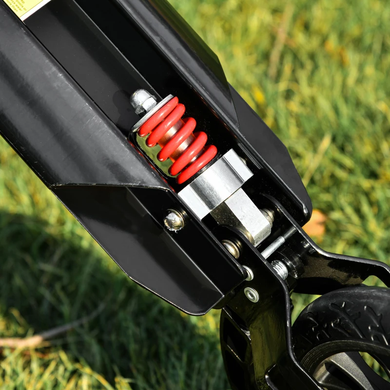 HOMCOM Kick Scooter Foldable Height Adjustable Aluminum Ride for 14+ Adult Teens with Rear Wheel Brake, Shock Mitigation System and Supported Stand