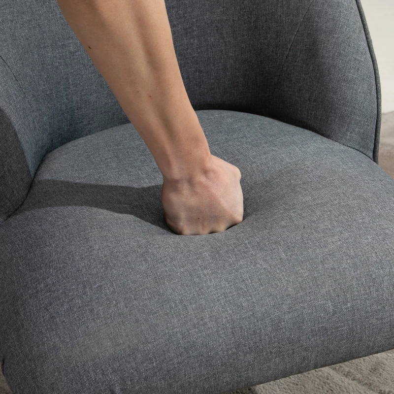 HOMCOM Fauteuil de Salon Fauteuil de Relaxation Fauteuil Chaise pour Chambre pieds en Bois Massif Revêtement en Tissu Lin Gris