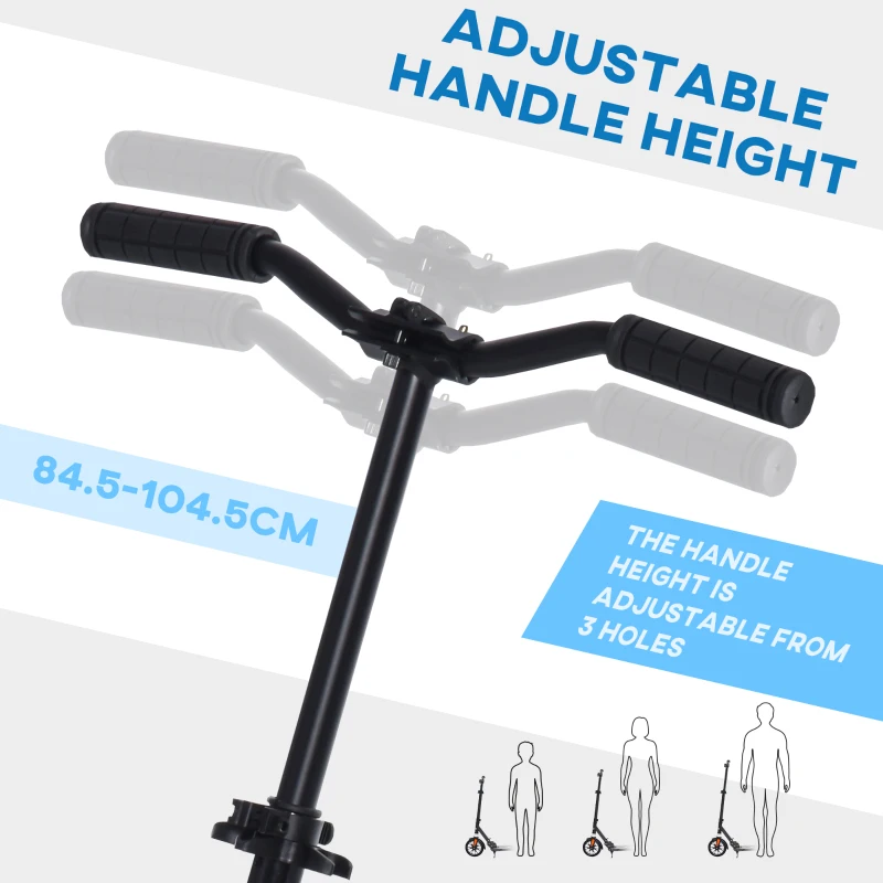 HOMCOM Kick Scooter Foldable Height Adjustable Aluminum Ride for 14+ Adult Teens with Rear Wheel Brake, Shock Mitigation System and Supported Stand