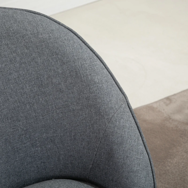 HOMCOM Fauteuil de Salon Fauteuil de Relaxation Fauteuil Chaise pour Chambre pieds en Bois Massif Revêtement en Tissu Lin Gris