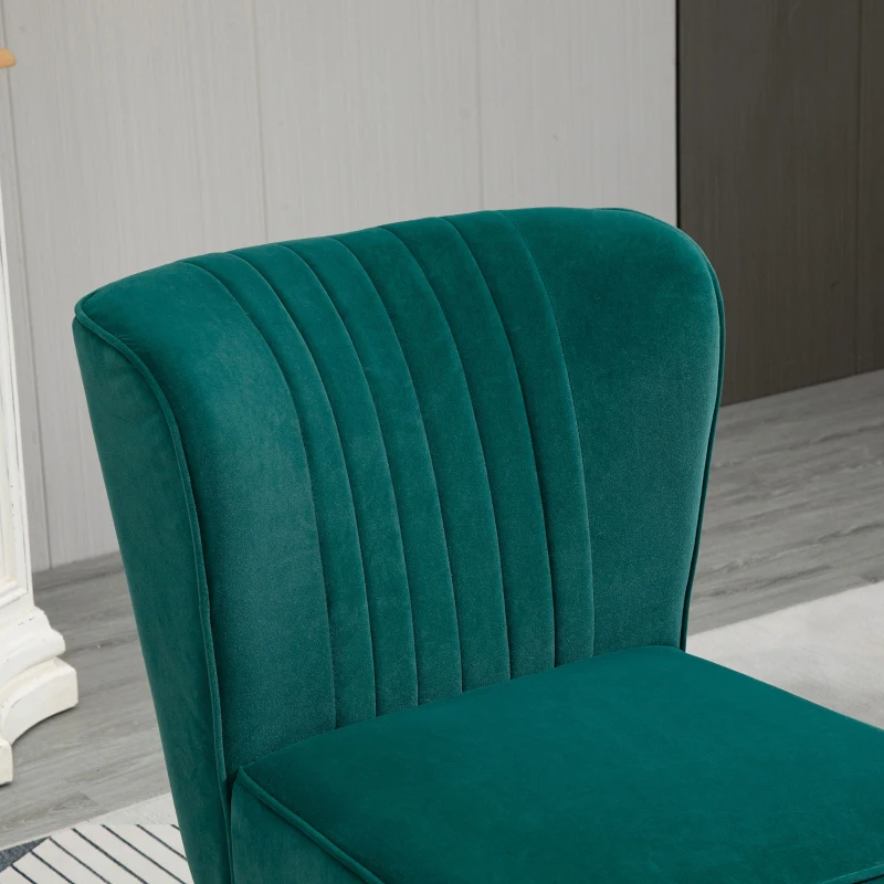 HOMCOM Fauteuil scandinave Fauteuil de salon Fauteuil relax Fauteuil velours pour chambre Pieds en Bois Massif revêtement velours Turquoise
