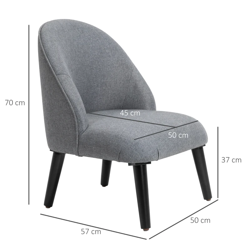 HOMCOM Fauteuil de Salon Fauteuil de Relaxation Fauteuil Chaise pour Chambre pieds en Bois Massif Revêtement en Tissu Lin Gris