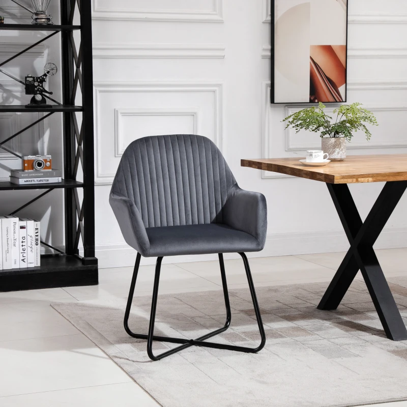 HOMCOM Fauteuil de Salon confortable Fauteuil gris Fauteuil relax pour chambre