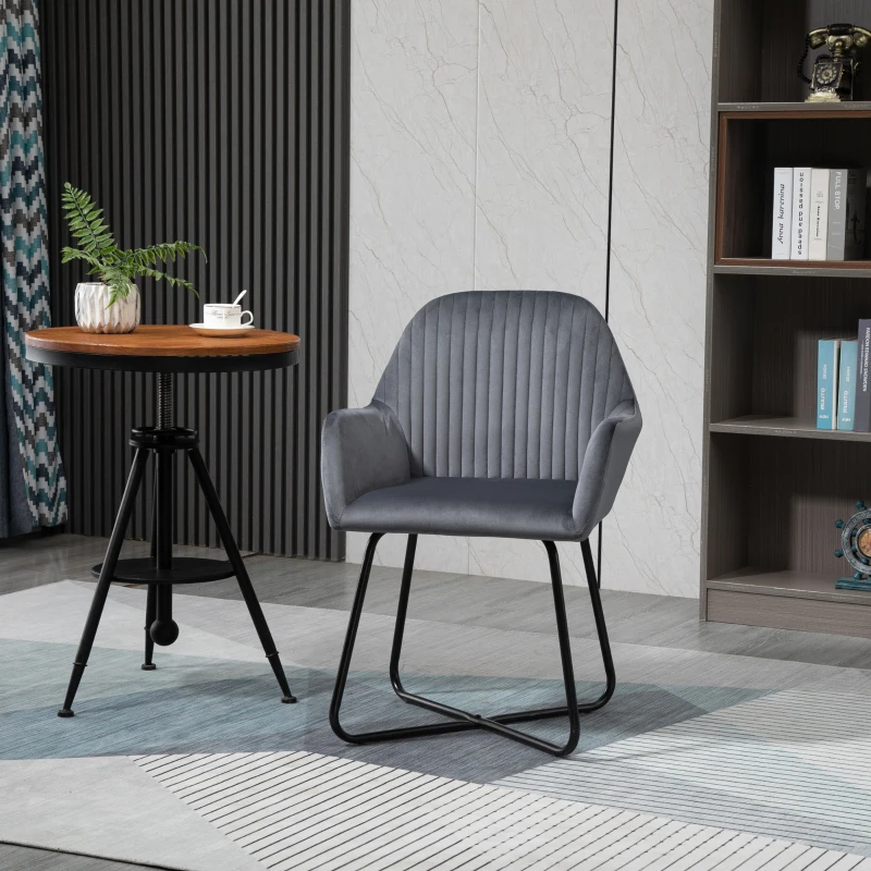 HOMCOM Fauteuil de Salon confortable Fauteuil gris Fauteuil relax pour chambre