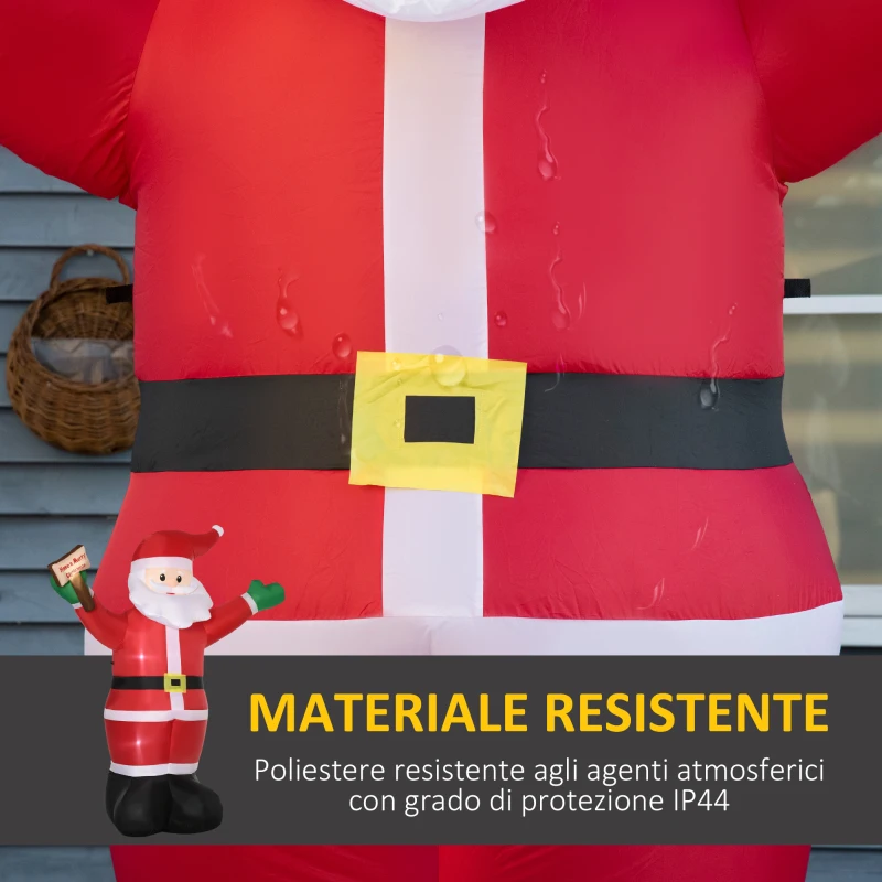 Outsunny  Babbo Natale Gonfiabile con Luci LED Bianche e Gonfiatore Incluso, 170x112x250 cm