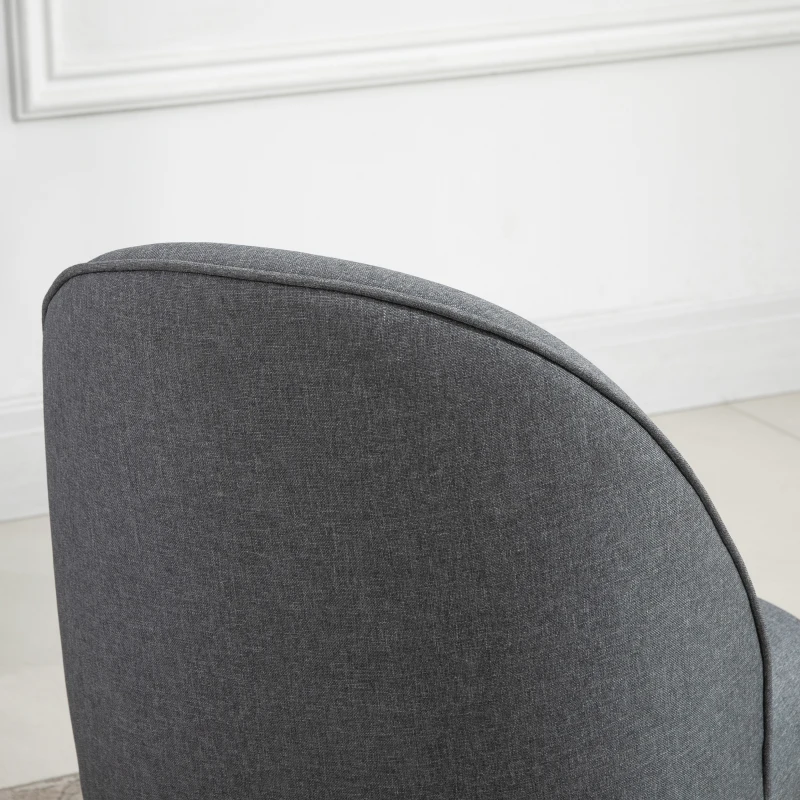 HOMCOM Fauteuil de Salon Fauteuil de Relaxation Fauteuil Chaise pour Chambre pieds en Bois Massif Revêtement en Tissu Lin Gris