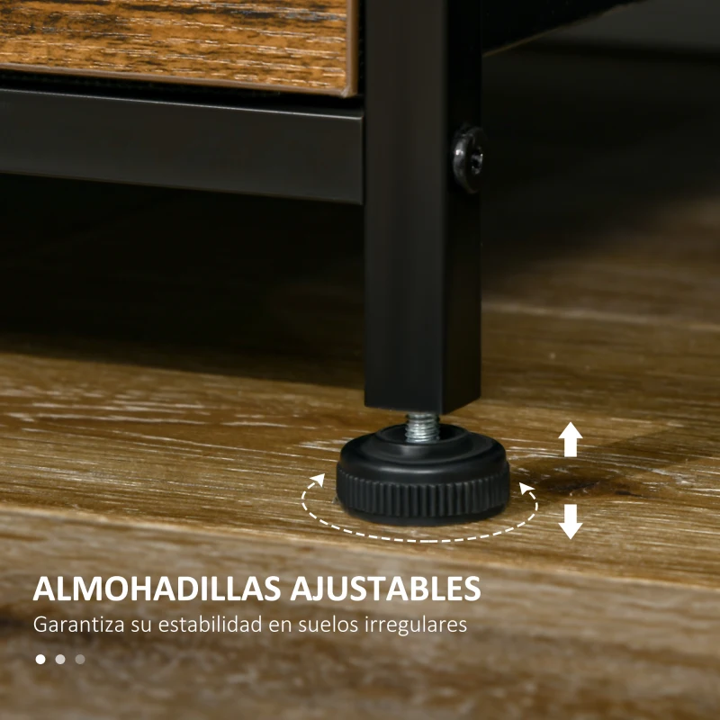 HOMCOM Mueble para TV con 2 Cajones de Tela Plegable y Estante Abierto de Estilo Industrial 93x39x48,5 cm Marrón Rústico