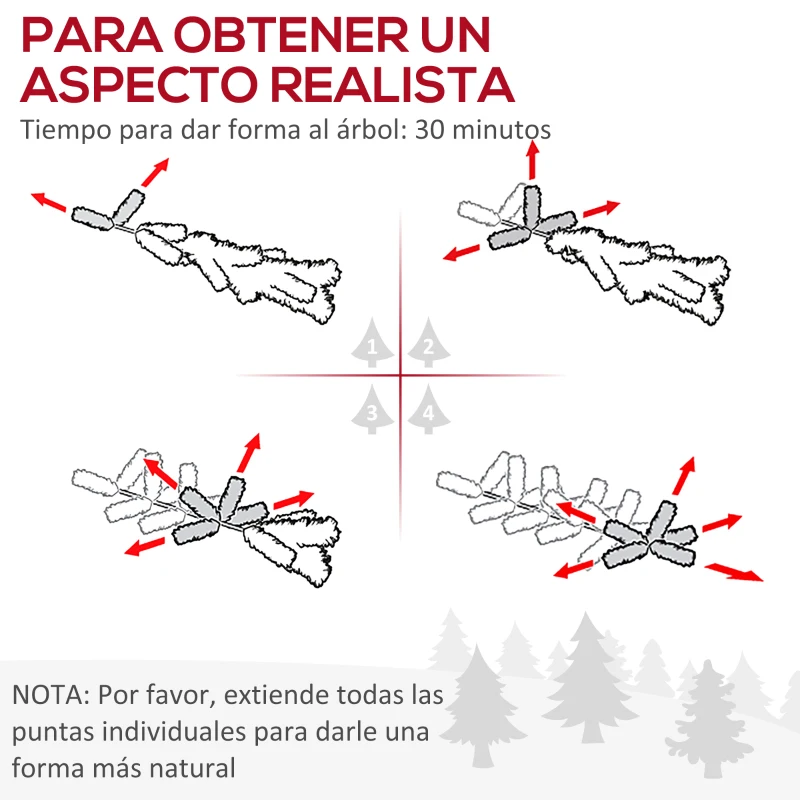 HOMCOM Árbol de Navidad Artificial de 228cm con Luces Preinstaladas Decoración Navideña para Interiores Ø96x228 cm Verde