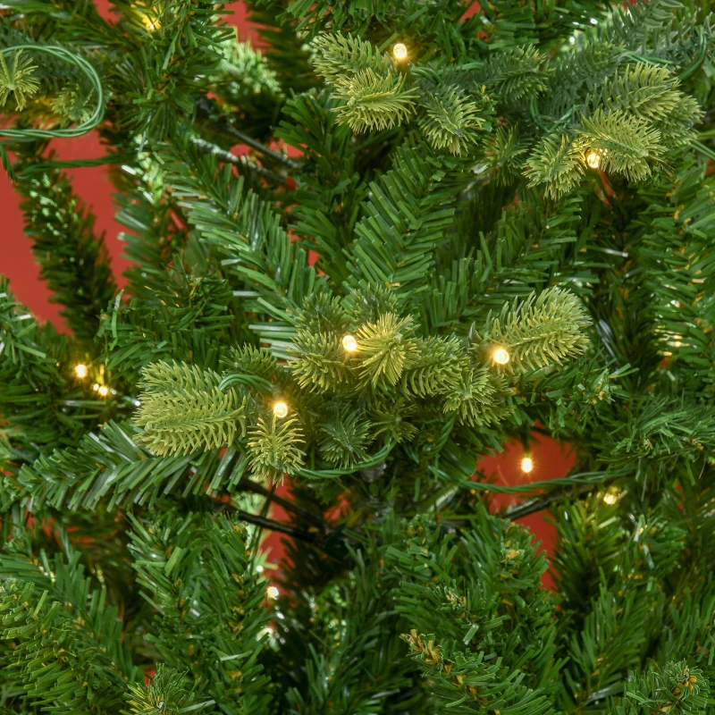 HOMCOM Árbol de Navidad Artificial de 228cm con Luces Preinstaladas Decoración Navideña para Interiores Ø96x228 cm Verde