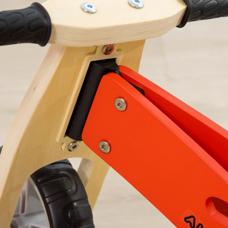 AIYAPLAY 2 en 1 Bicicleta sin Pedales de Madera para +18 Meses Triciclo Infantil con Sillín Ajustable 60x38x38 cm Rojo
