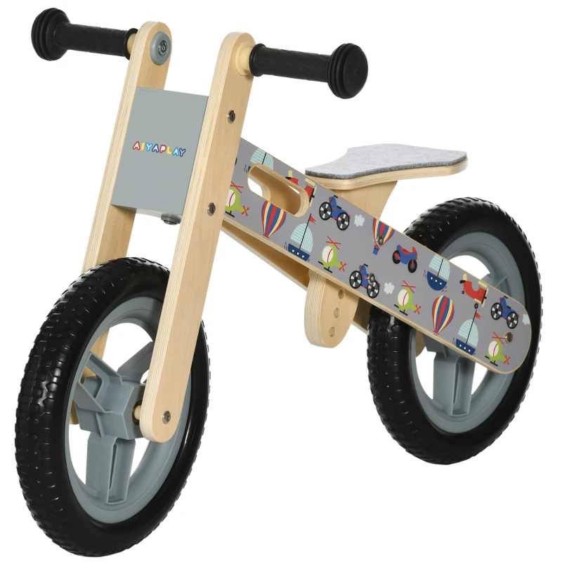 AIYAPLAY Bicicleta sin Pedales de Madera para Niños de 3-6 Años Bicicleta de Equilibrio Infantil 87x37x50 cm Gris