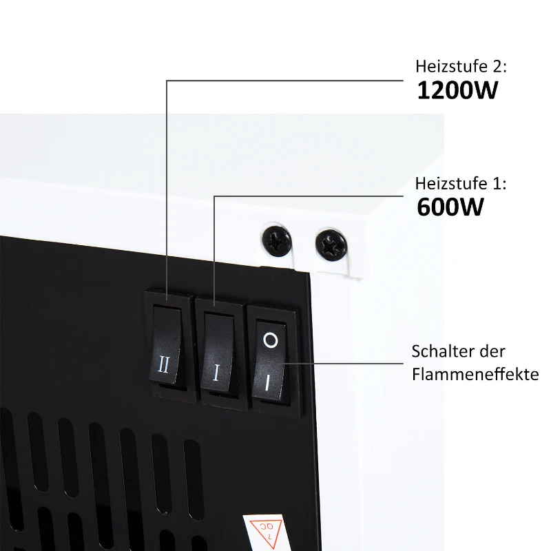 HOMCOM KOMINEK ELEKTRYCZNY STOJĄCY 1200W biały