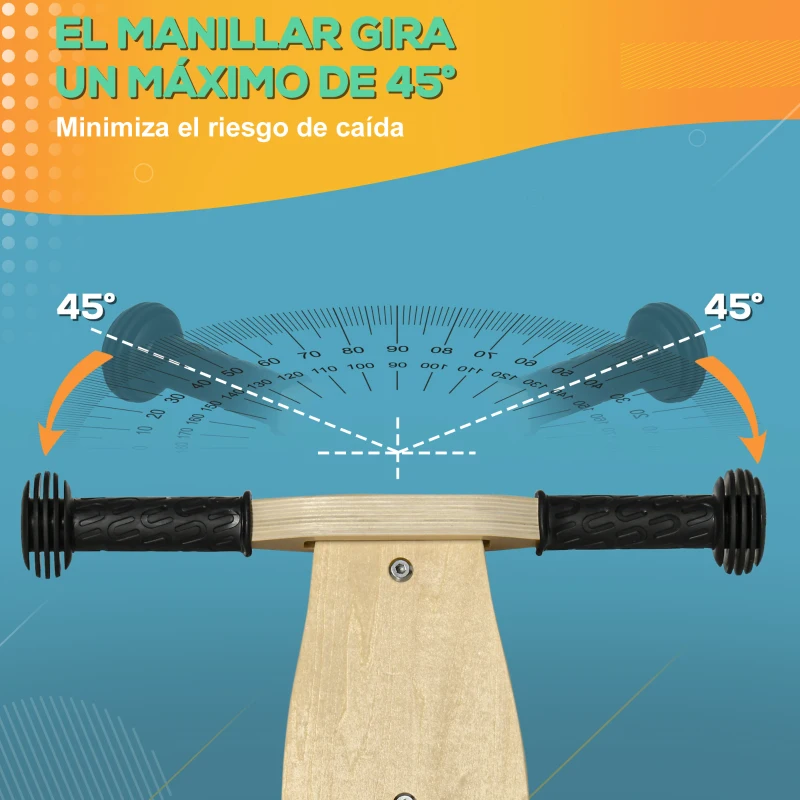 AIYAPLAY 2 en 1 Bicicleta sin Pedales de Madera para +18 Meses Triciclo Infantil con Sillín Ajustable 60x38x38 cm Rojo