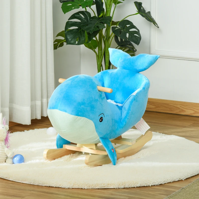 HOMCOM Koń na biegunach z dźwiękiem zwierzak na biegunach huśtawka dla dzieci zabawka dzieci drewno topolowe