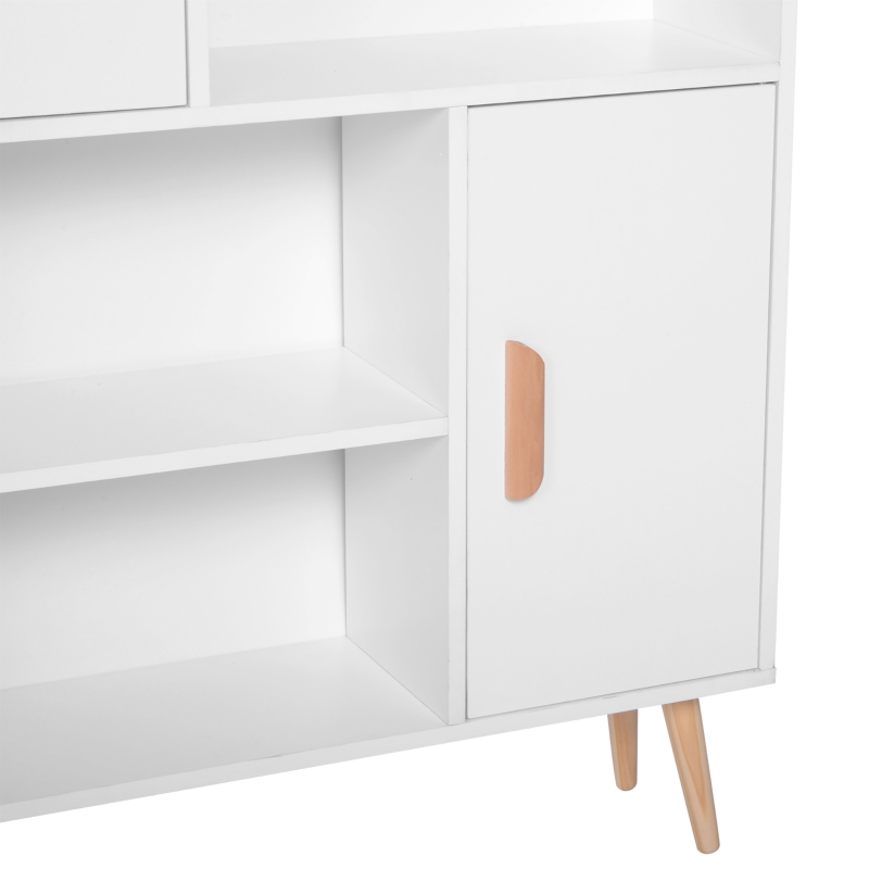 Homcom Biblioteca 80×23,5×123 cm – Alba, Cu 2 Usi & Spatii Deschise