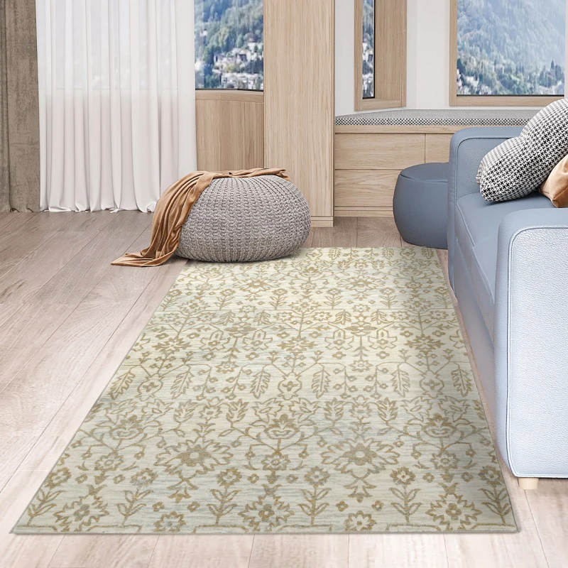 HOMCOM Cream and Green Rug, Floral Boho Area Rugs, Large Carpet for Living Room, Bedroom, Dining Room, 230 x 160cm