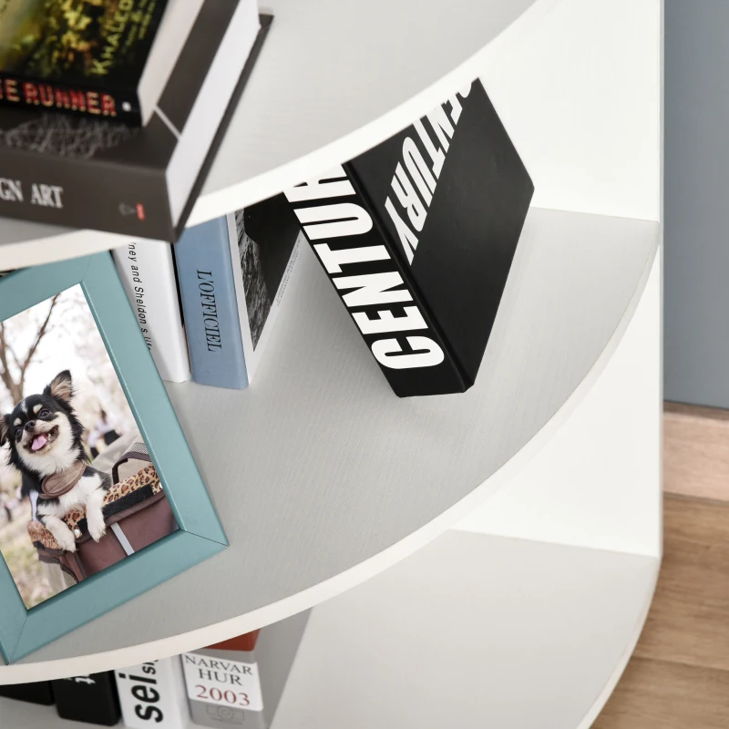 Homcom Biblioteca Colt Perete – 4 Rafturi Lemn Alb 120 cm