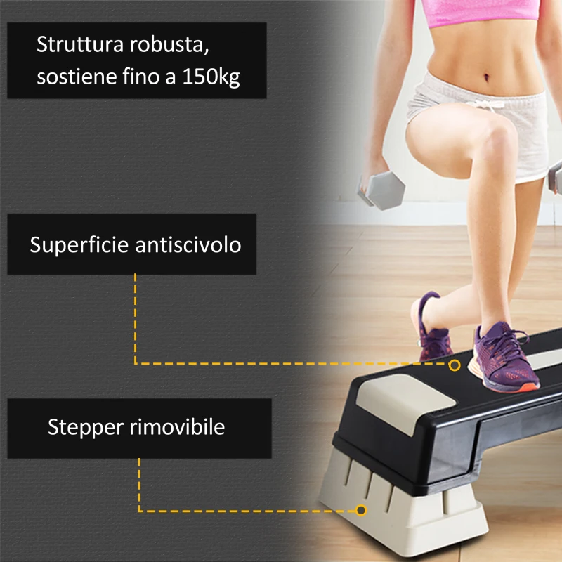 HOMCOM stepper profesional pentru aerobic, inaltime reglabila