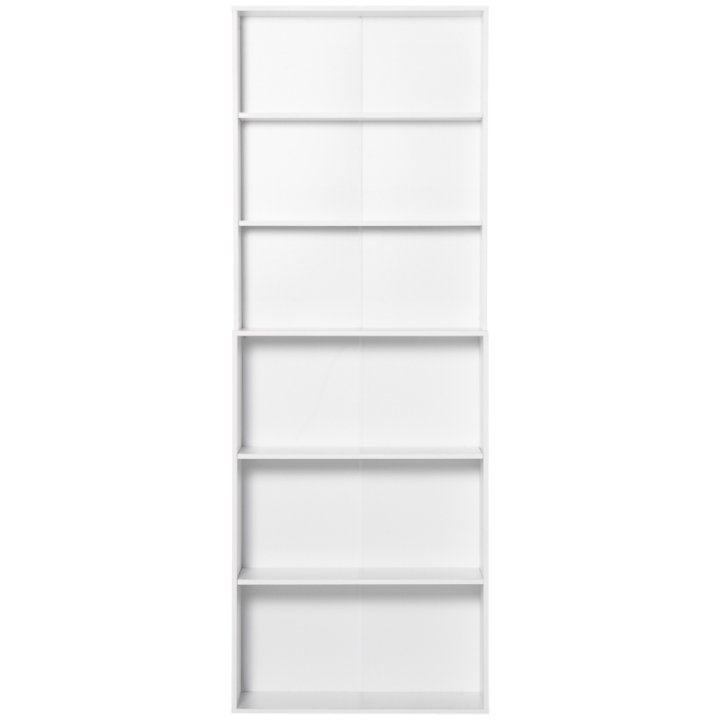 HOMCOM Biblioteca rafturi din lemn cu 6 rafturi, dulap cu rafturi reglabile pentru living si dormitor, 76,2x34,5x209cm, alb