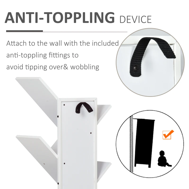 HomCom biblioteca in forma de copac, 50x28x142 cm, alba