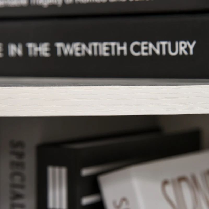 Homcom Biblioteca Colt Perete – 4 Rafturi Lemn Alb 120 cm