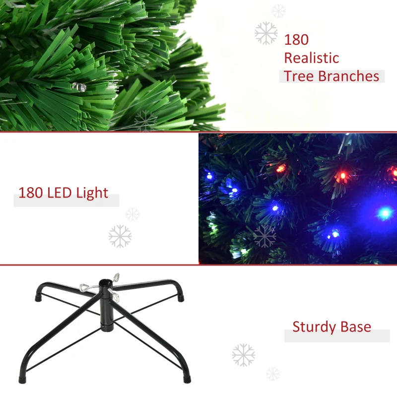 HOMCOM 5ft Prelit Christmas Tree, Artificial w/ Metal Base and LED lights