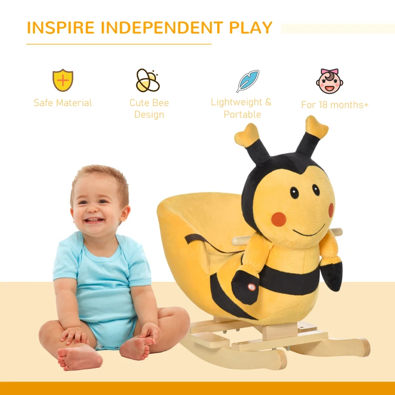 HOMCOM Balansoar Albină din Lemn pentru Copii 60 x 33 x 45cm Galben și Negru