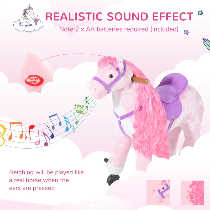 HomCom jucarie din plus pentru copii, 65x28x75 cm, roz