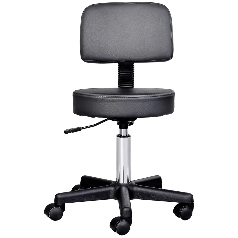 HOMCOM Massage Beauty Salon Spa Chair Stool Swivel Gas Lift Manicure Tattoo Stools Chair Black