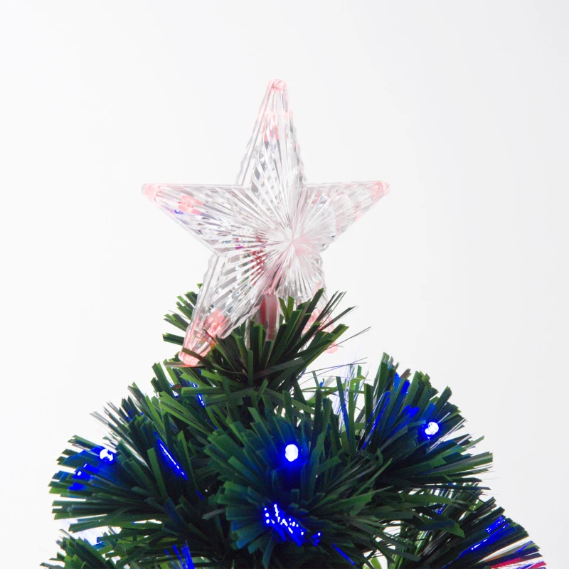 HOMCOM 4 Feet Prelit Artificial Christmas Tree with Multi-Coloured Fiber Optic LED Light, Holiday Home Xmas Decoration, Green