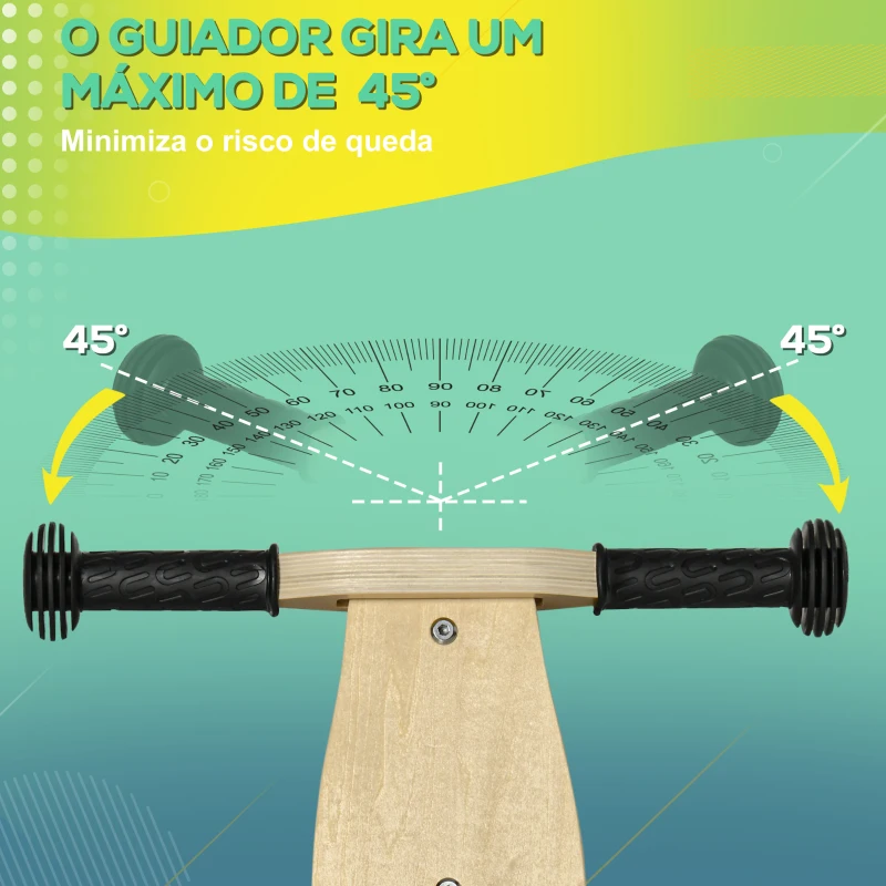 AIYAPLAY Bicicleta sem Pedais de Madeira 2 em 1 Triciclo Infantil com Assento Ajustável de 22-26cm  60x38x38cm Verde