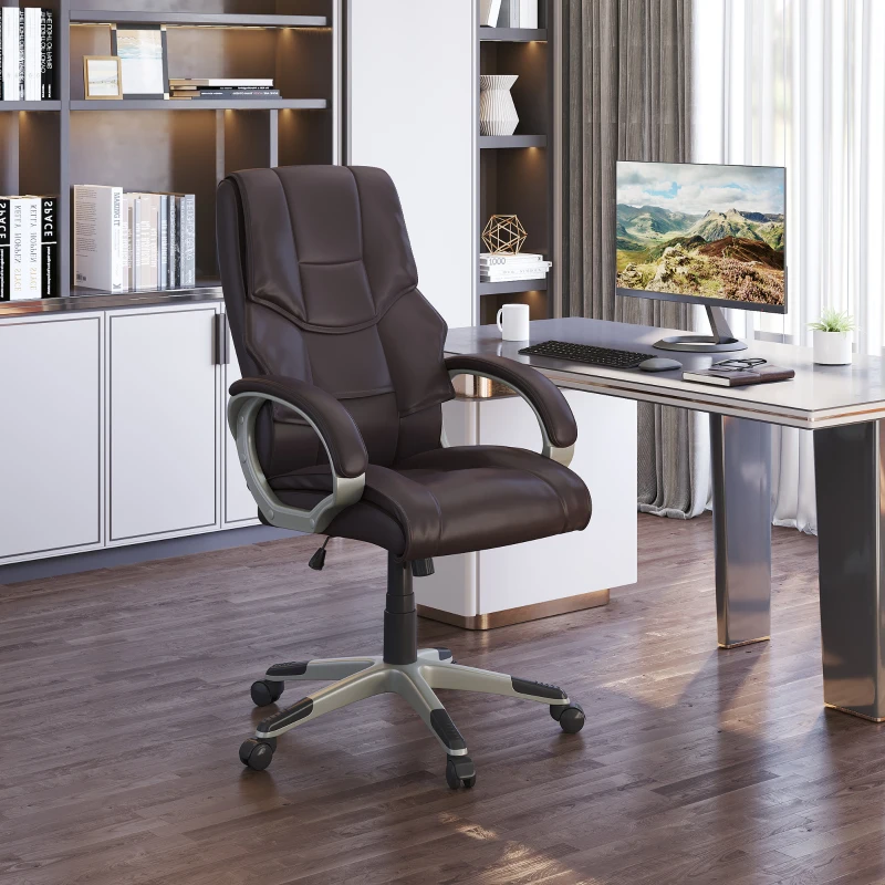 Vinsetto Ergonomic Executive Office Desk Chair PU Leather Brown