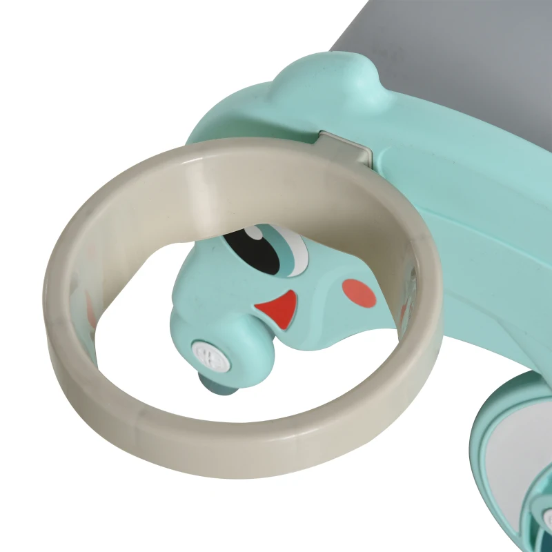 Homcom Jucarie 3-in-1 Copii – Cal Balansoar, Tobogan & Cos Verde