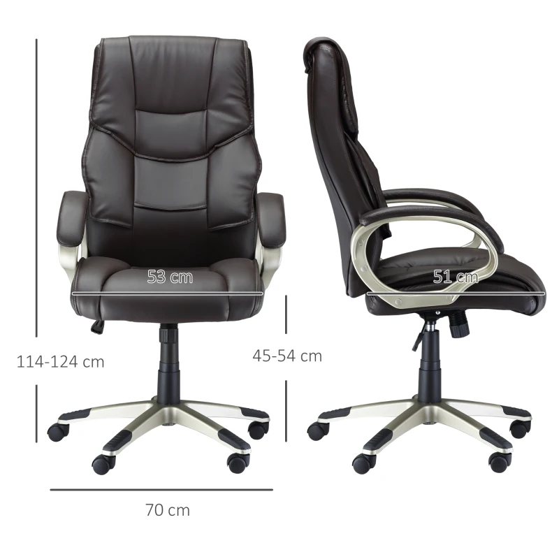Vinsetto Ergonomic Executive Office Desk Chair PU Leather Brown