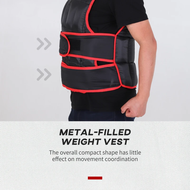 HOMCOM 10kg Adjustable Metal Sand Weight Vest Red