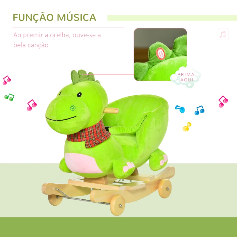 HOMCOM Cavalo de Balanço para Crianças Acima de 18 Meses de Madeira com Rodas 60x32x52 cm