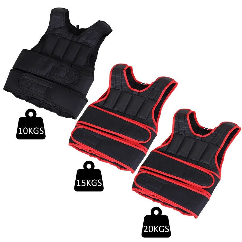 HOMCOM 10kg Adjustable Metal Sand Weight Vest Red