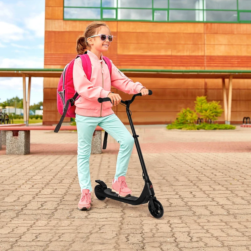 HOMCOM Electric Scooter, 120W Motor E-Scooter with Battery Display, Adjustable Height, Rear Brake for Ages 6+ Years - Black