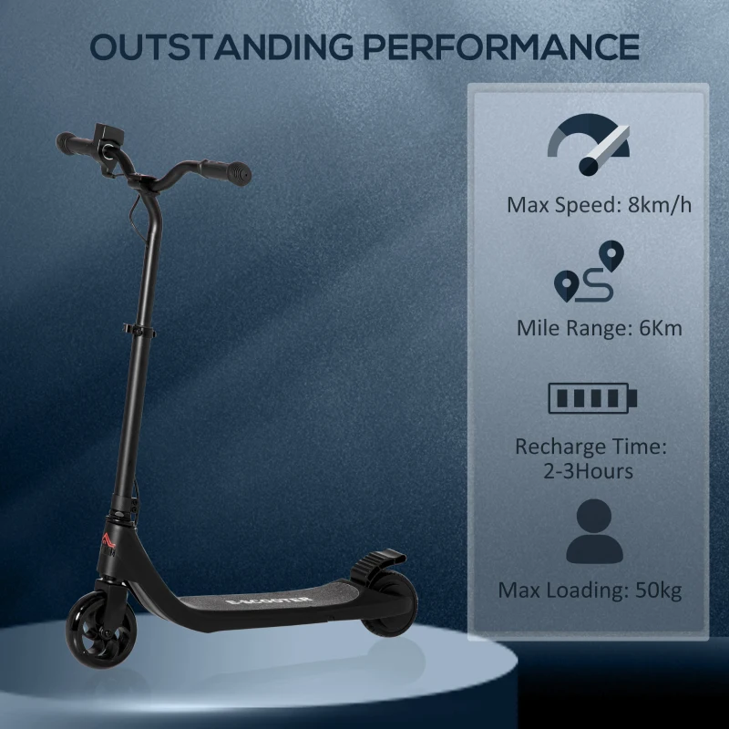 HOMCOM Electric Scooter, 120W Motor E-Scooter with Battery Display, Adjustable Height, Rear Brake for Ages 6+ Years - Black