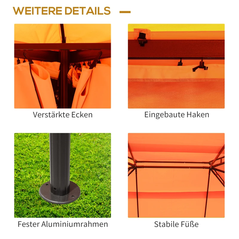 Outsunny Gartenpavillon Pavillon Partyzelt Gartenzelt mit 4 x Seitenwand 4 x 3 m